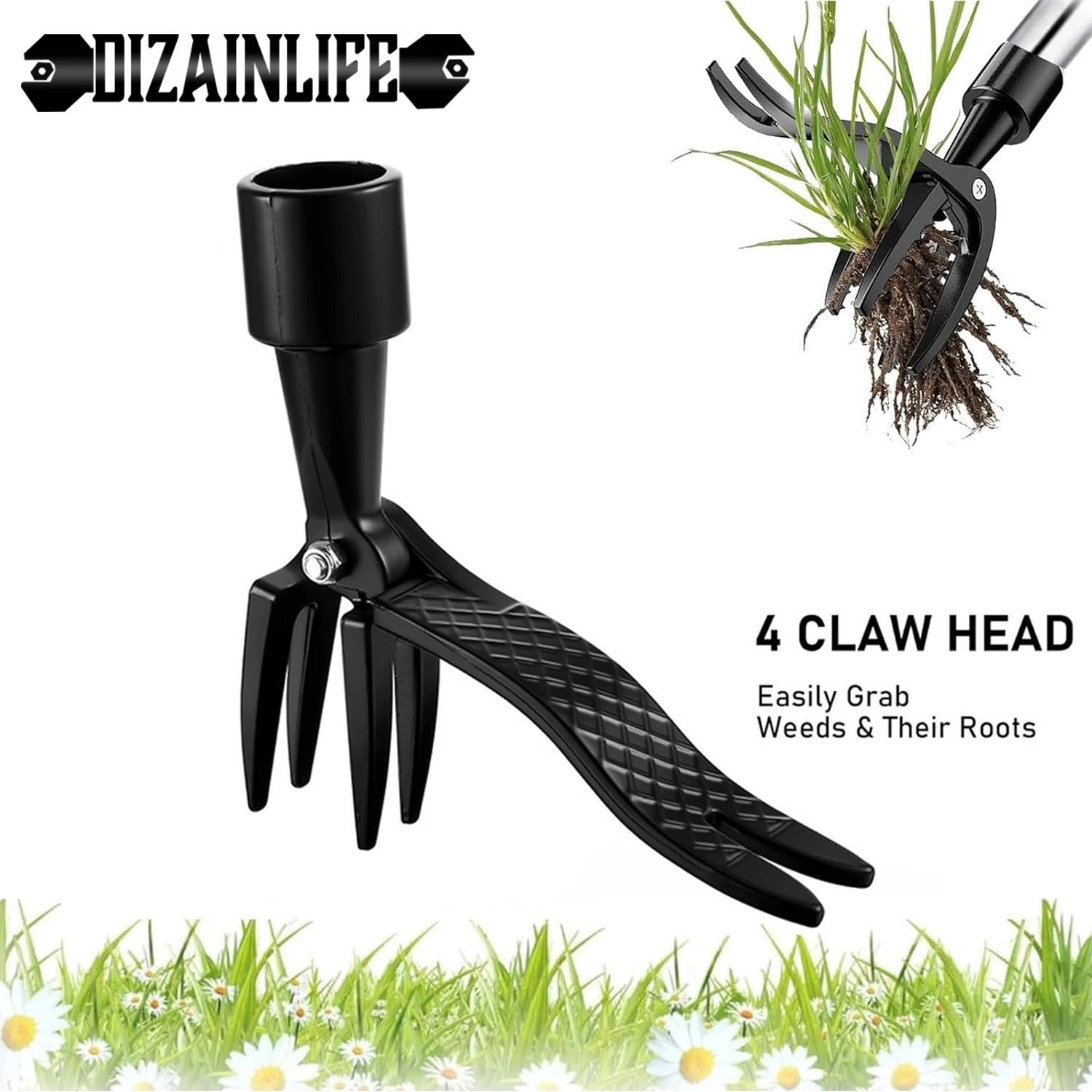 Stand Up Weed Puller Claw Tool Aluminum Alloy Weeding Head Replacement Garden Foot Pedal Digging Grass Shovel Root Remover