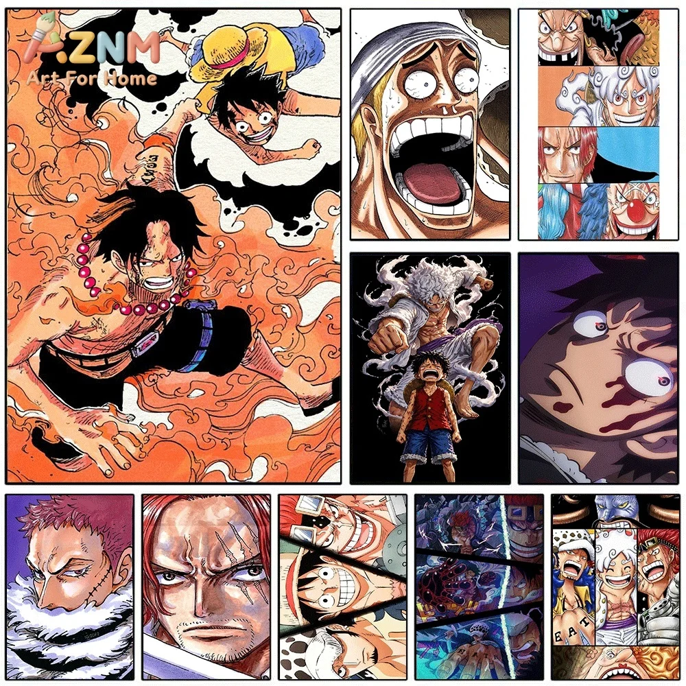 One Piece Anime Canvas Wall Art No Frame Portgas D Ace Luffy Fire Fist Gear 5 Nika Katakuri Shanks Manga Print Painting Bedroo