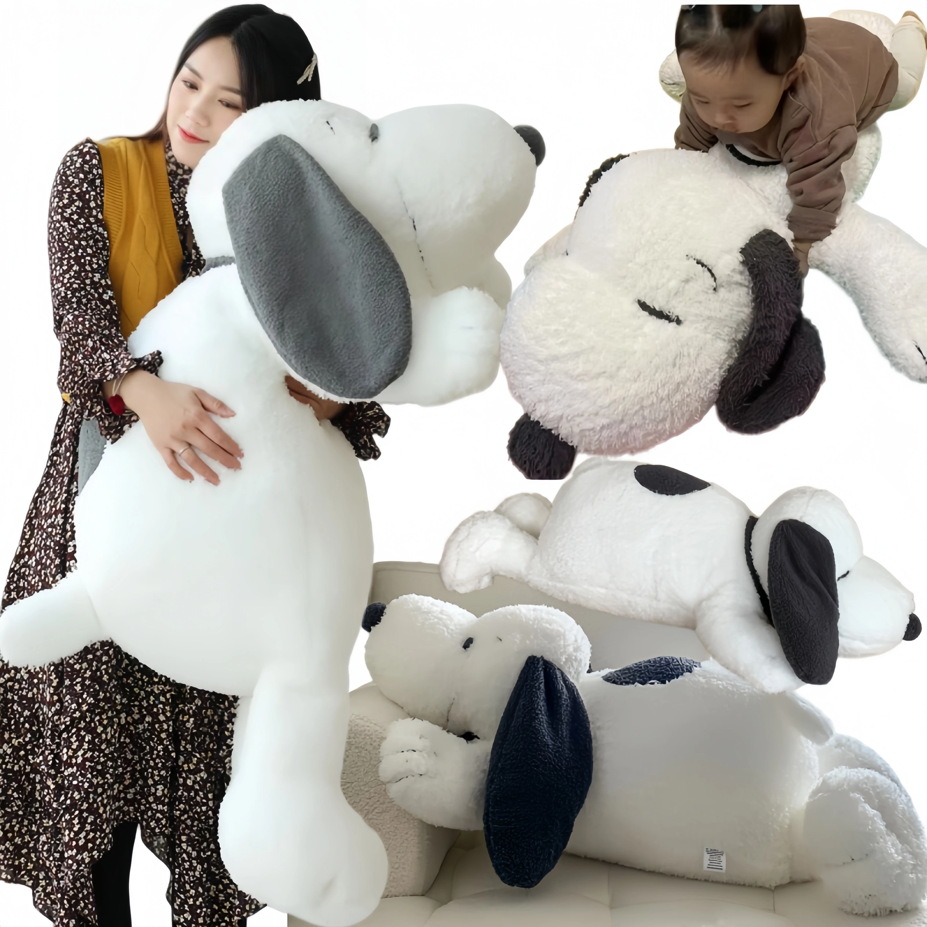 Big Size Snoopy Plush Cushion White Dog Puppy Stuffed Peluche Doll Comfortable Sofa Bed Pillow Kid Gift Soft Back Support Doll