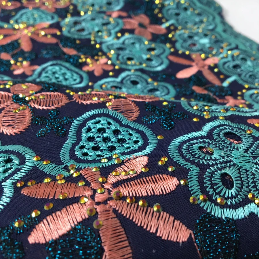 SJD LACE Swiss Voile Lace 2025 Latest African Nigerian Stones Cotton Lace Fabrics for Women Party Wedding Dress US Shipping 4310