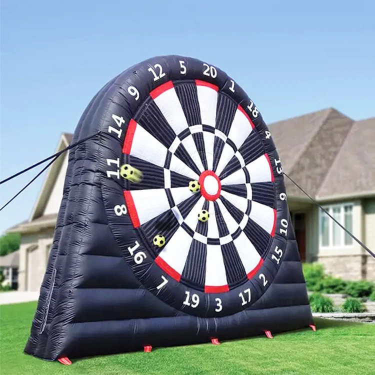 Outdoor giant black inflatable dart board game kick soccer inflatable football target ball foot darts for sport event