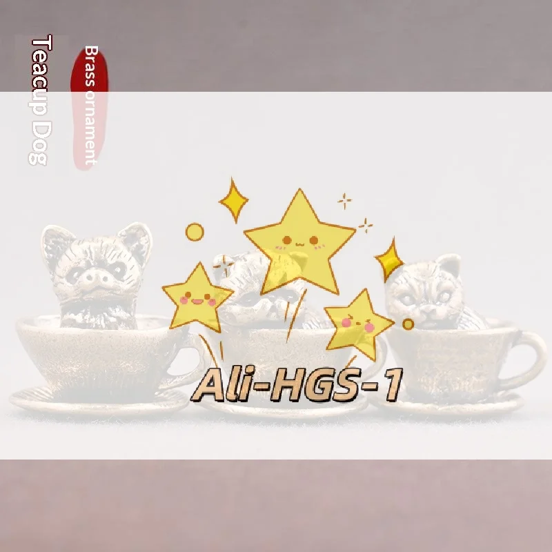 Brass Teacup Dog Pendant Antique Vintage Finish New Chinese Style 1Pcs Bag Hanging Ornament for Travel Accessory Gift