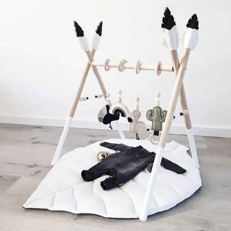 Q22D Baby Kids for Play Mat w kształcie liścia Dywan Noworodek Koc do pełzania Bawełniana podłoga R