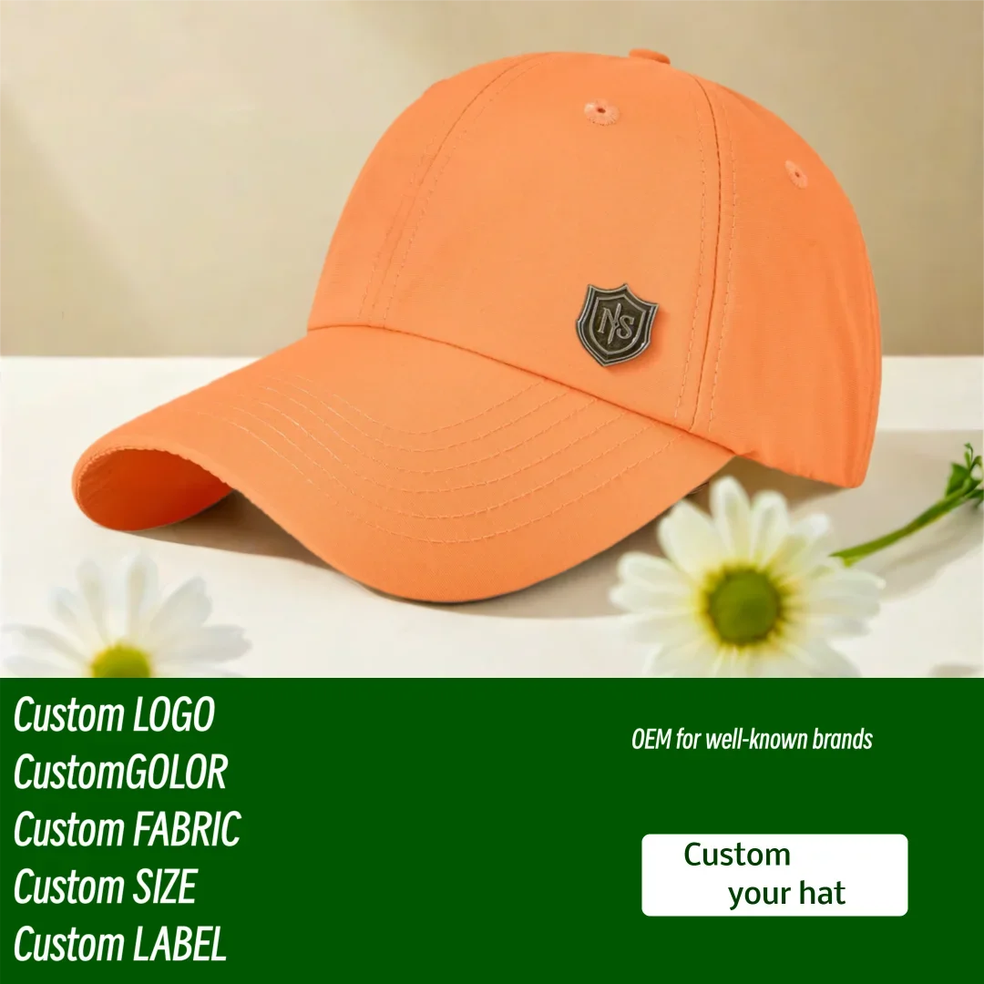 

Wholesale Custom Quick-Drying Metal Label Baseball Caps Big Head Men's Sun Protection Women's Fashion Cap