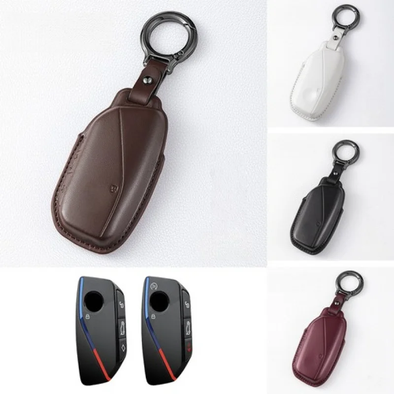 

A+ Genuine Leather Car Key Fob Case Cover Holder For BMW 7 Series XM I7 X7 IX G07