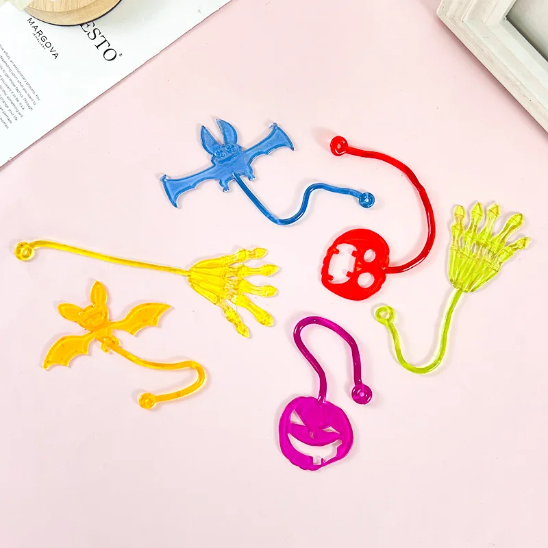 10Pcs Halloween Kids Sticky Hands Toys Pumpkin Palm Bat Shaped Climb Toy Kids Adult Stress Relief Toy Halloween Party Decoration