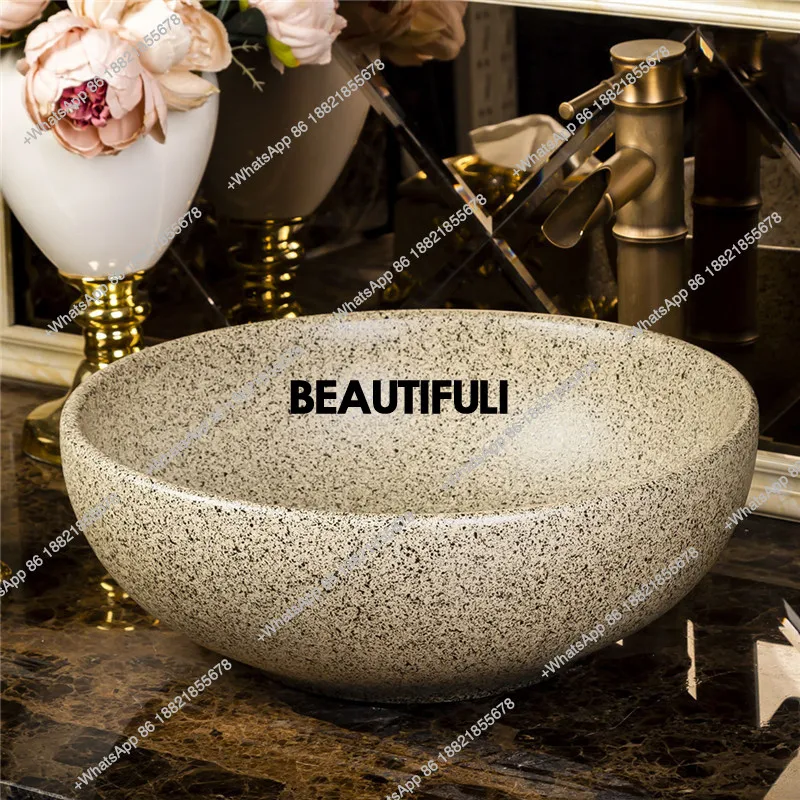 European-style Washbasin Ceramic Art Table Basin Retro Washbasin Bathroom Antique Wash Round Basin Bathroom