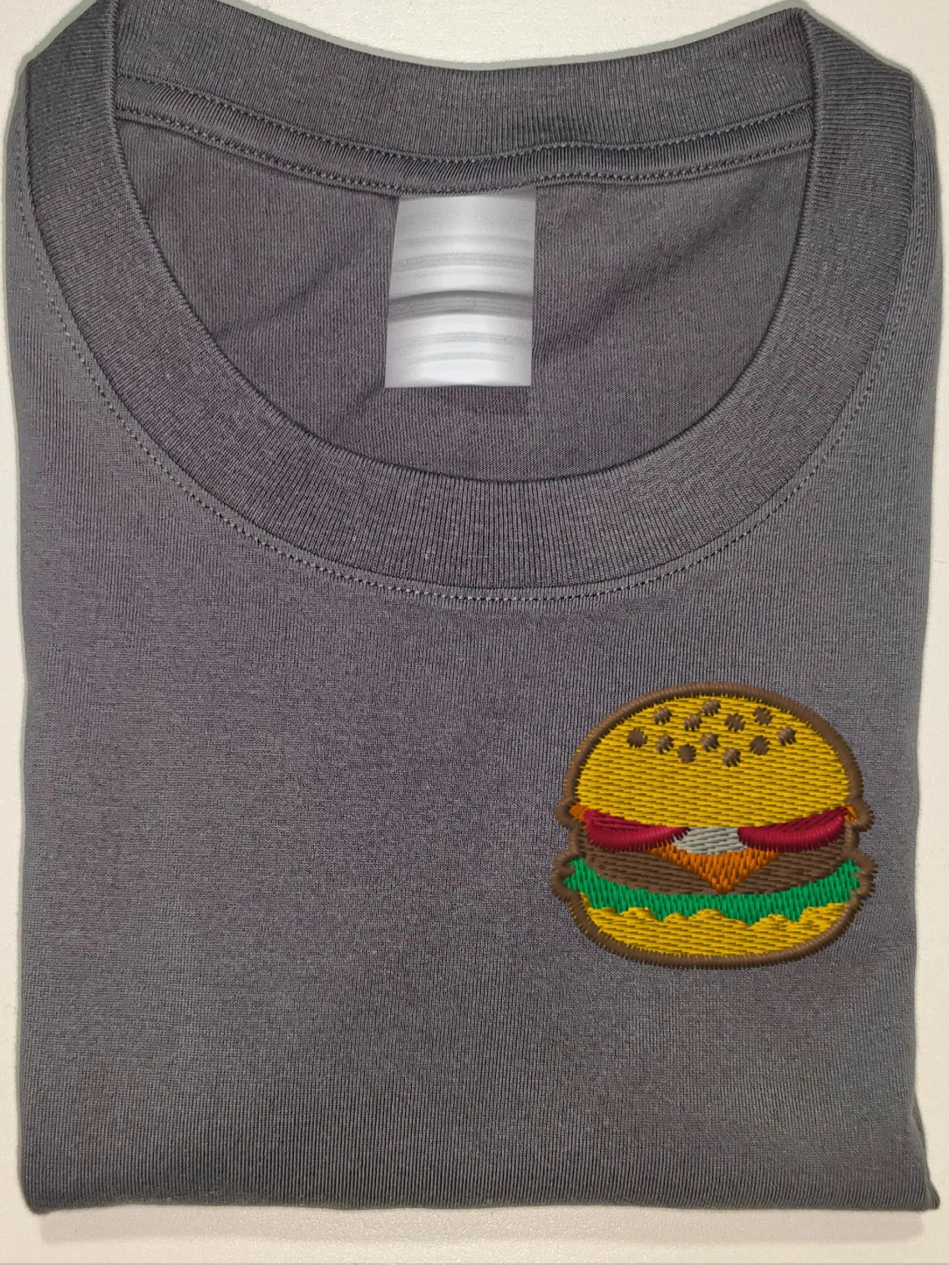 

Burger Embroidered Tshirt 100% Cotton Embroidery T-Shirts Hiphop Streetwear Oversize Man T Shirts