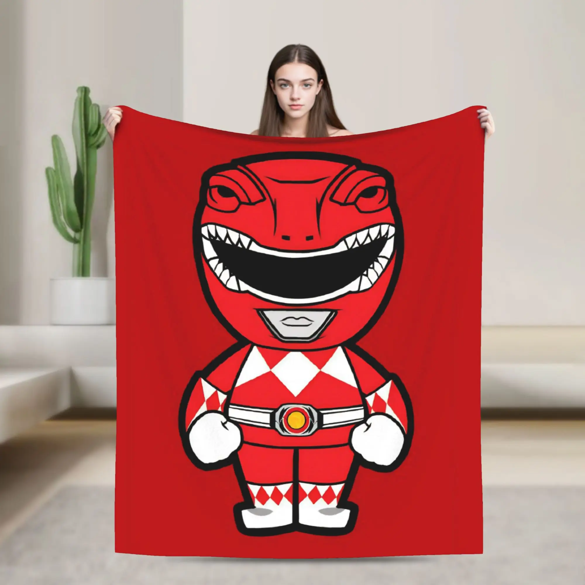 Red Ranger Chibi Blanket Cover Fleece Power R-Ranger Super Warm Throw Blankets for Home Couch Bedroom Quilt