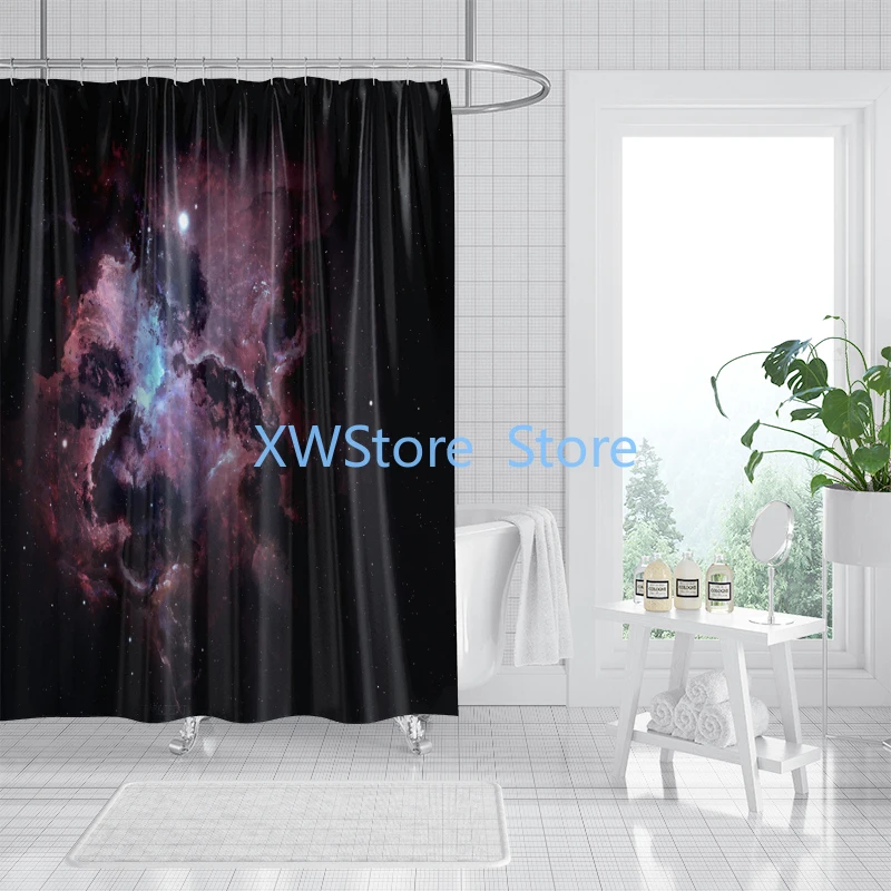 

Vivid Sunset Mountain River Patterned Bathroom Shower Curtain with Hooks Waterproof Fabric Bath Decor