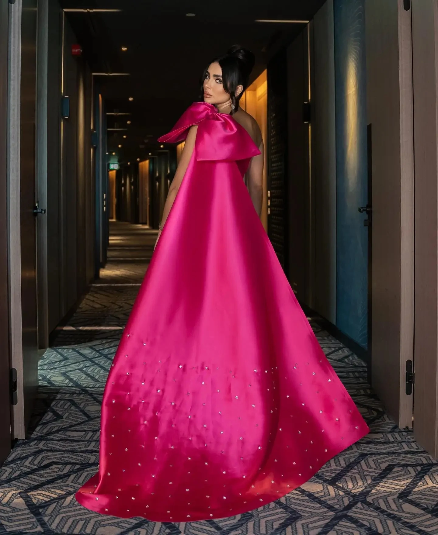 حار الفوشيه حورية البحر حفلة موسيقية فستان واحد الكتف القوس الترتر الخرز طويل رسمي مساء مهرجان ثوب عيد ميلاد رداء دي سواريه