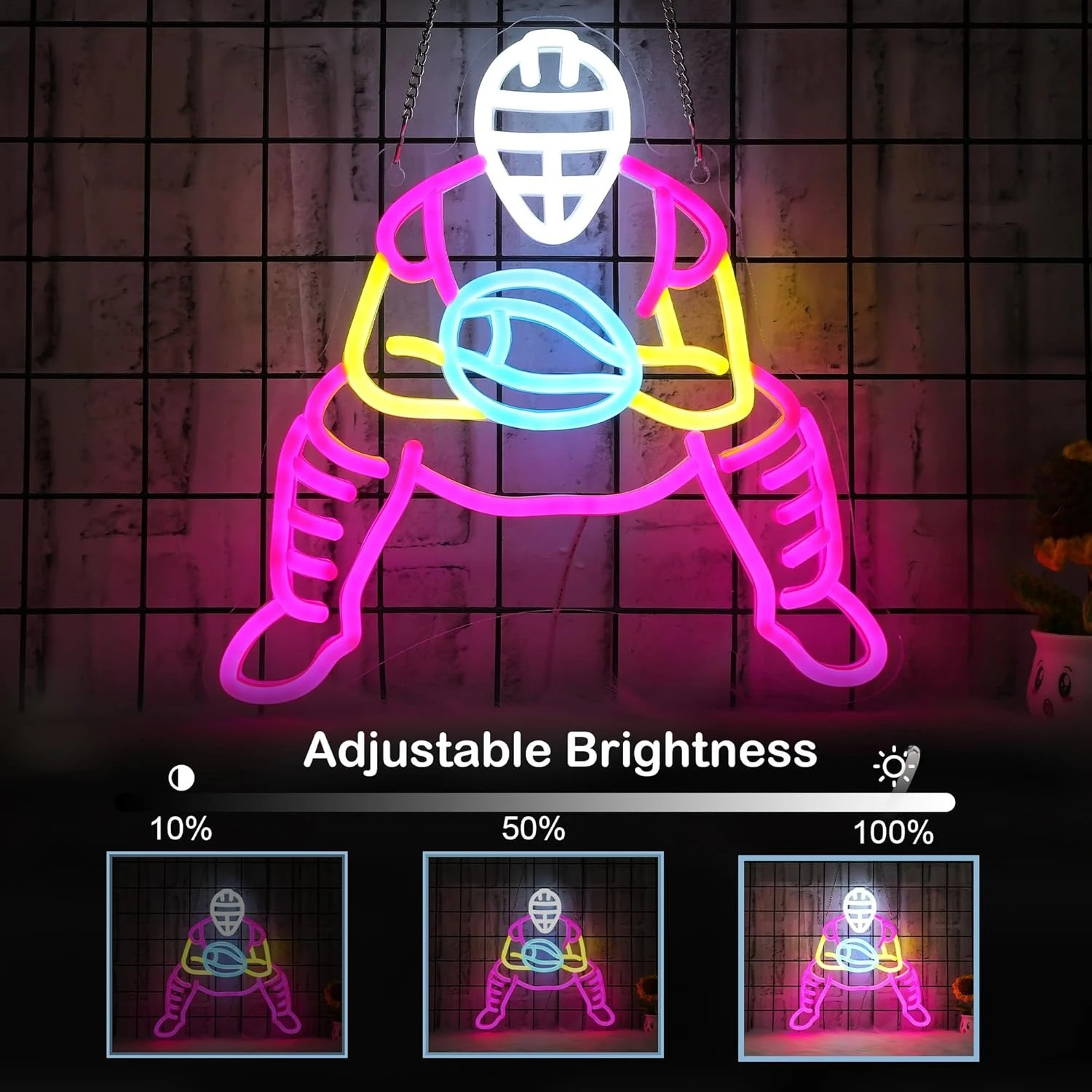 ป้ายไฟนีออนรูปเบสบอล ไฟ LED ปรับความสว่างได้ผ่านพอร์ต USB สำหรับตกแต่งบ้าน คลับ ร้านค้า ห้องเล่นเกม ห้องนอน ของขวัญส่วนตัว ไฟกลางคืน