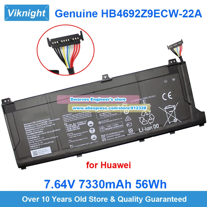 

Genuine HB4692Z9ECW-22A Battery 7.64V 7330mAh 56Wh for Huawei Honor Magicbook 14 2020 D14 NBB-WAH9P NBl-WAQ9H Laptop Batteries