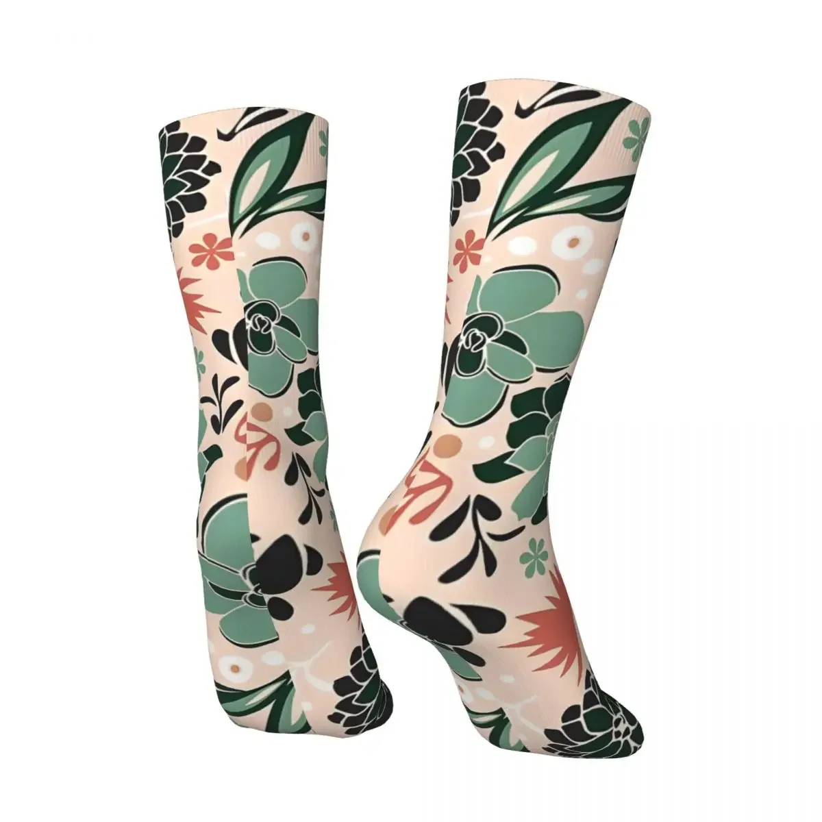 Retro Succulent Flowerbed Men's compression Socks Unisex Harajuku Seamless Printed Novelty Crew Sock