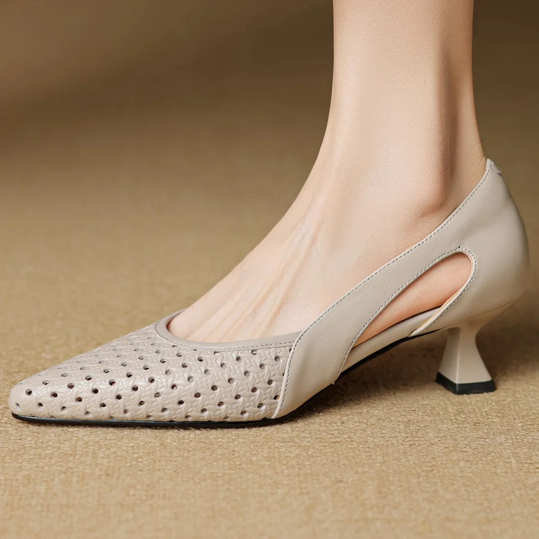 

Женские туфли-лодочки без шнуровки из овчины с открытым носком, элегантные женские летние дышащие туфли на тонком высоком каблуке 5 см, хит продаж