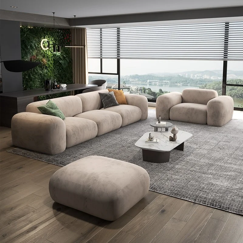 Nordic luxury L-shaped living room sofa furniture design high-quality fabric 3-seat modular combination sofa sofa set