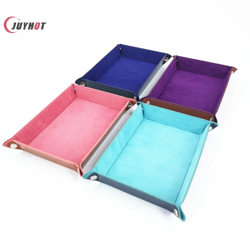 Creative Storage Tray Pu Foldable Storage Box Pu Tray Dice Tray Desktop Storage Box Rolling Folding Game Storage