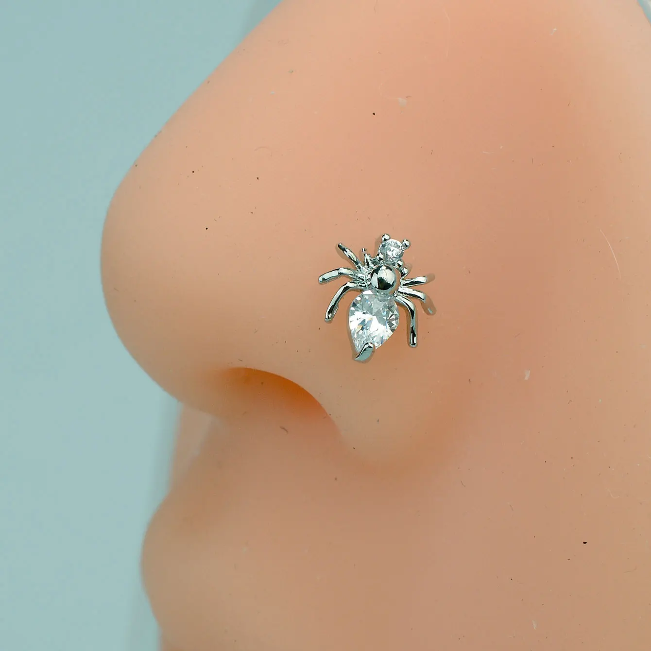 1PC Surgical Steel CZ Nose Ring L Shape Nose Studs Spider Snake Heart Flower Leaf Nostril Nose Piercing Body Jewelry  For Women
