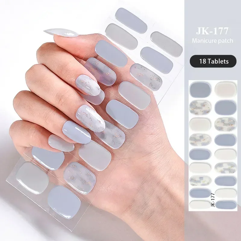 16/18/20Tips French Gel Nail Strips Patch Sliders Adhesive Waterproof Long Lasting Full Cover Gel Nail Stcikers UV Lamp Need