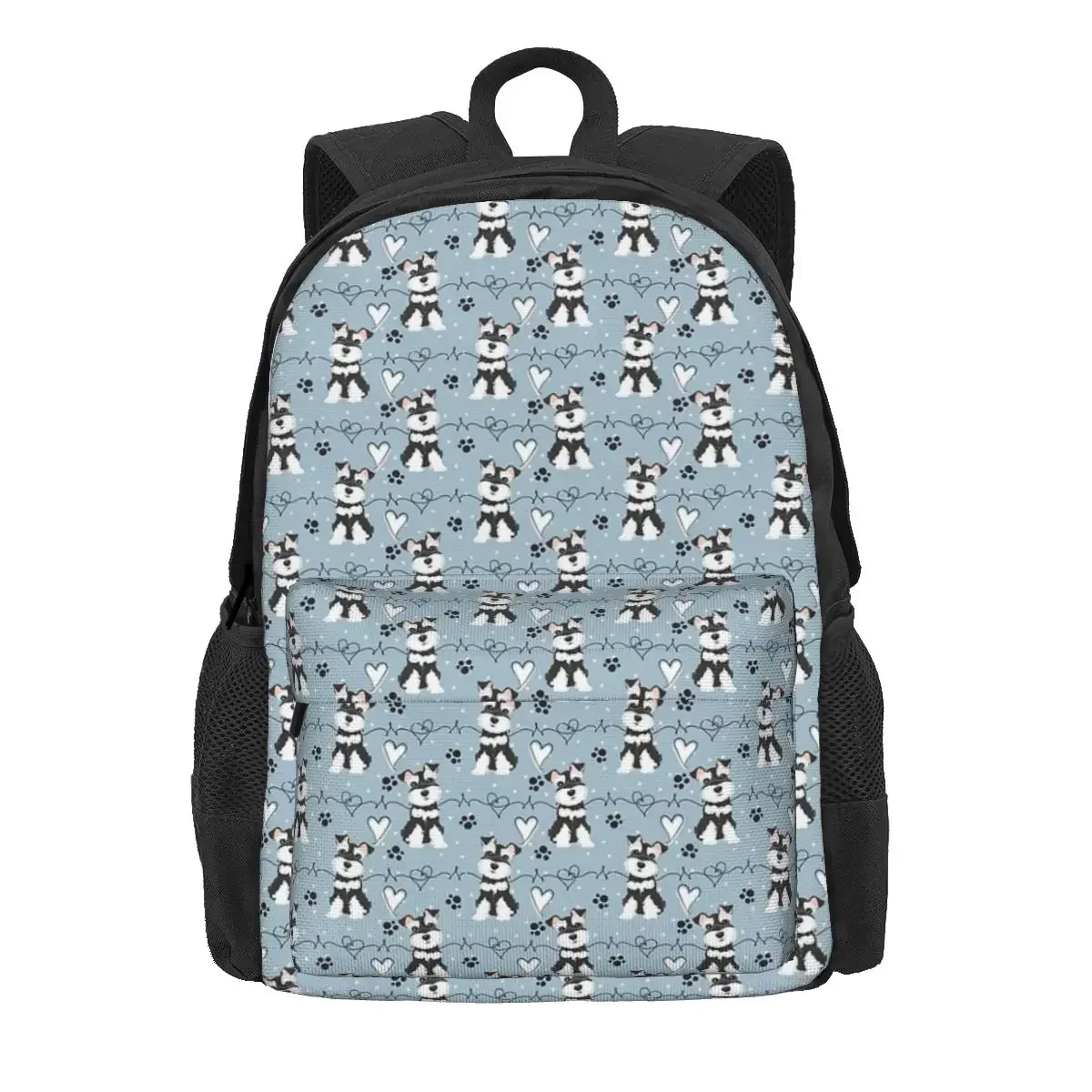 Love Black And White Miniature Schnauzer Backpacks Boys Girls Bookbag Students School Bags Kids Travel Rucksack Shoulder Bag