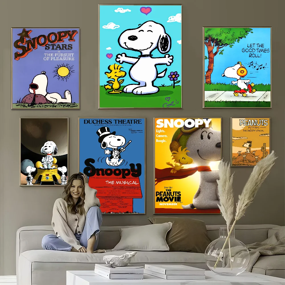 

Anime Snoopy Classic Movie Posters Vintage Room Bar Cafe Decor Nordic Home Decor