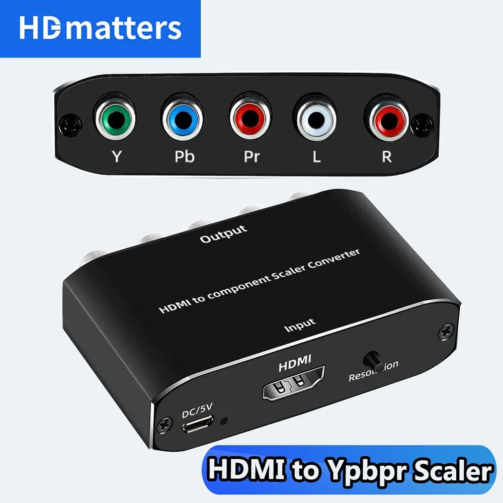 HDMI to Component Scaler 1080P HDMI to RGB Ypbpr Video Converter with Scaling HDMI in to Ypbpr Component out for PS5 PS4 Xbox