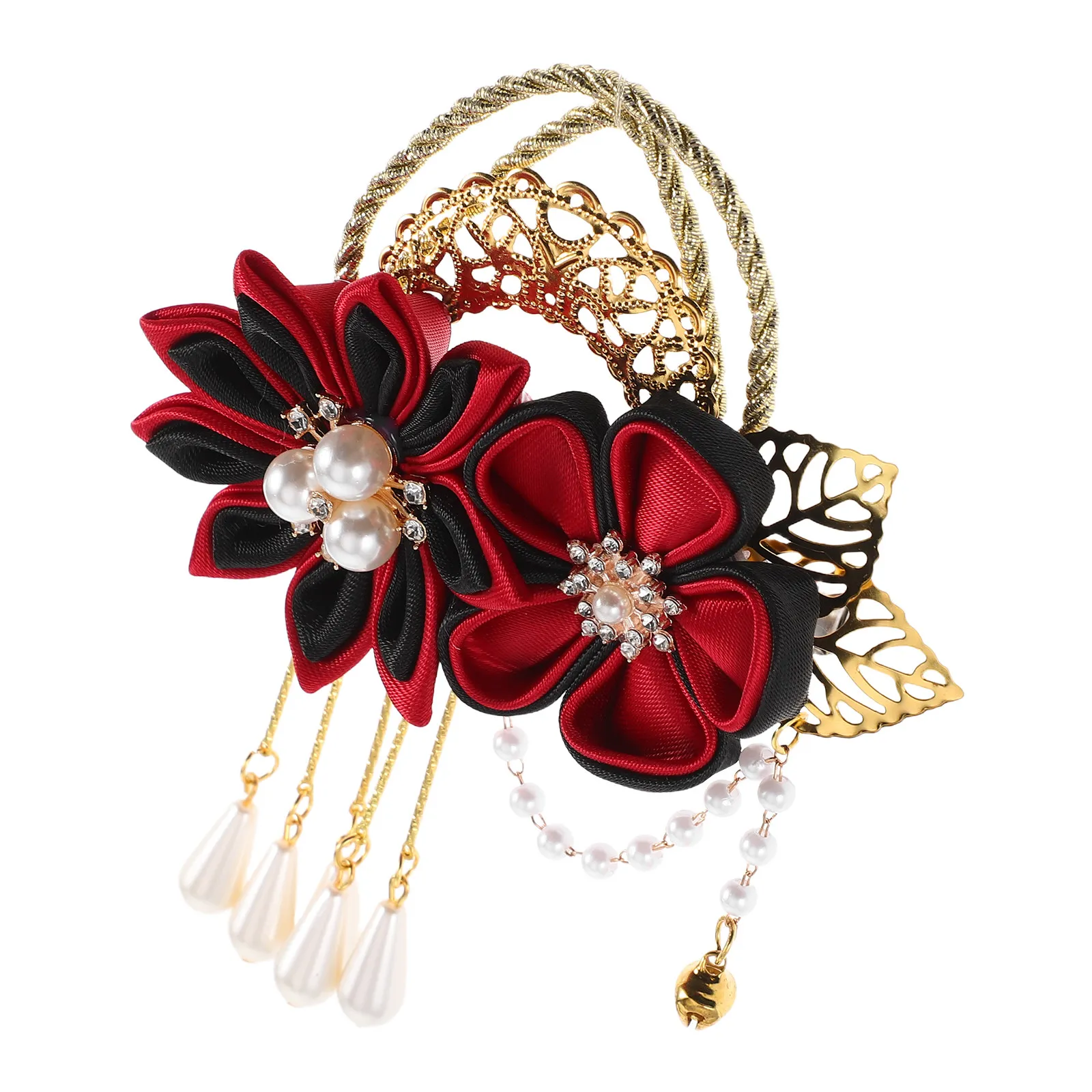 

Элегантная заколка для волос с кисточками в китайском ретро-стиле, с цветочным узором, боковая заколка для традиционного азиатского костюма, винтажный аксессуар для волос