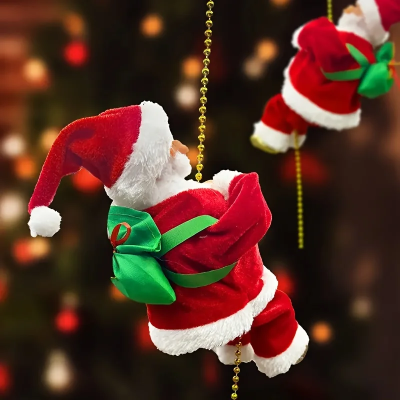 1 stücke Weihnachten Elektrische Klettern Schnur Santa Dekoration Festliche Ornament Kinder Geschenk Einkaufszentrum Urlaub Szene Party Display Geschenk