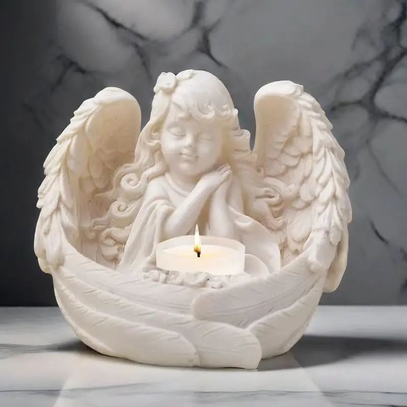 Silicone mold girl angel candlestick gypsum resin concrete crystal drop glue mold handicraft DIY handmade