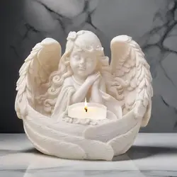 Silicone mold girl angel candlestick gypsum resin concrete crystal drop glue mold handicraft DIY handmade