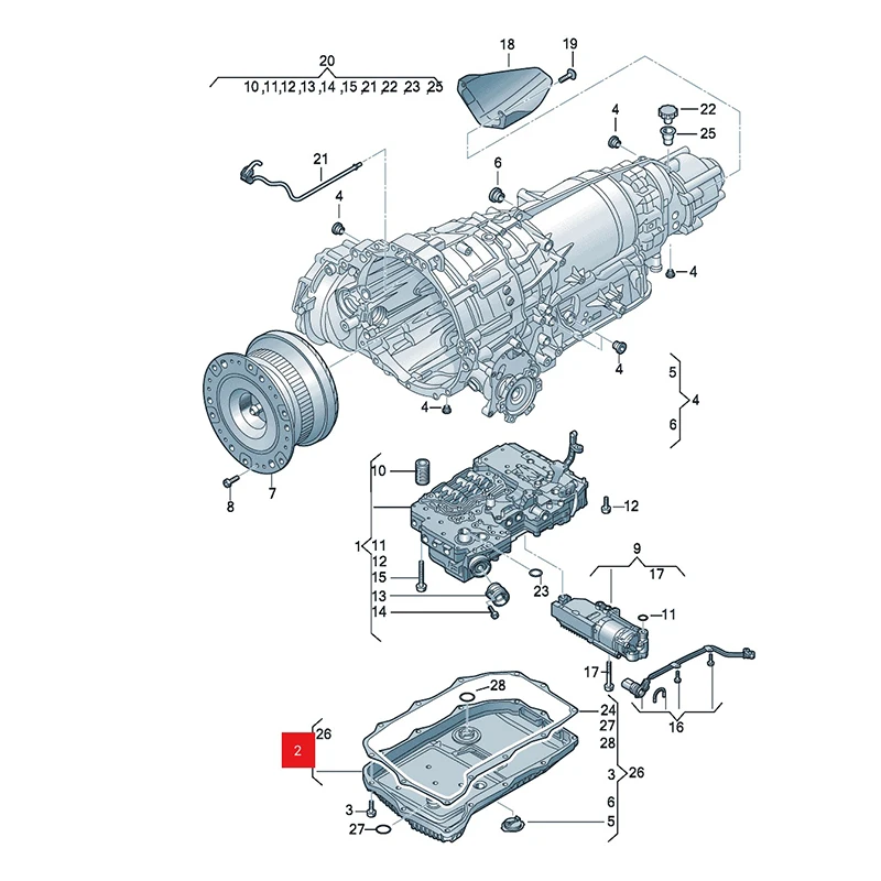 Cárter de óleo de transmissão para Audi A4 B9 A5 A6 C8 A8L D5 Q5 Q7 2015- Q8 2017- VW Touareg 2018- 0D5398009 0D5398009C 0D5321465