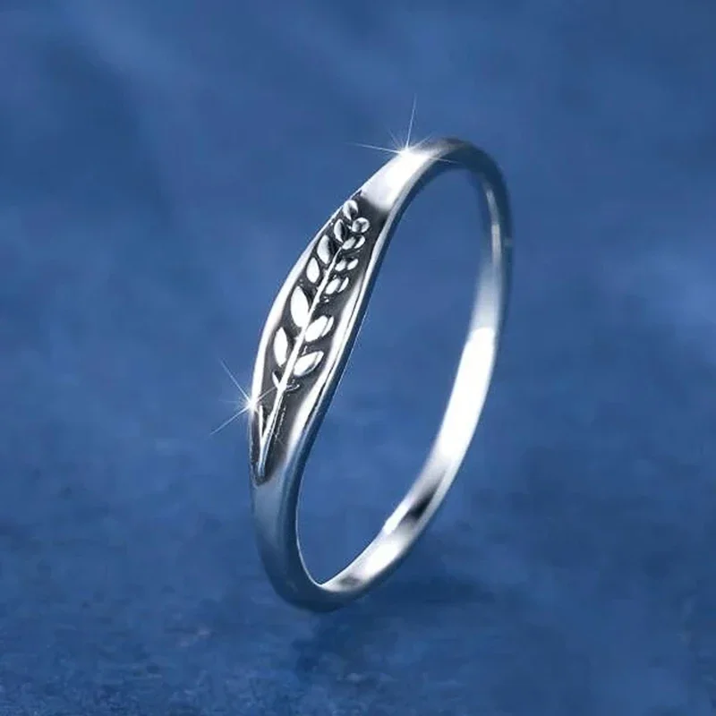 CAOSHI Vintage Chic Dainty Leaf Finger Ring Kobieta Wszechstronna biżuteria w kolorze antycznego srebra do codziennego życia Akcesoria dla kobiet Prezent — zdjęcie 7
