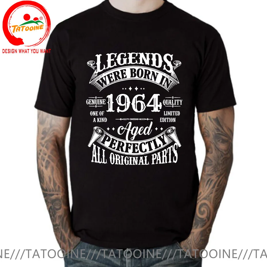 Genuine Quality Limited Edition Legends Born In 1964 T Shirt Men Vintage Made In 1964 Aged Perfectly All Original Parts T-Shirt