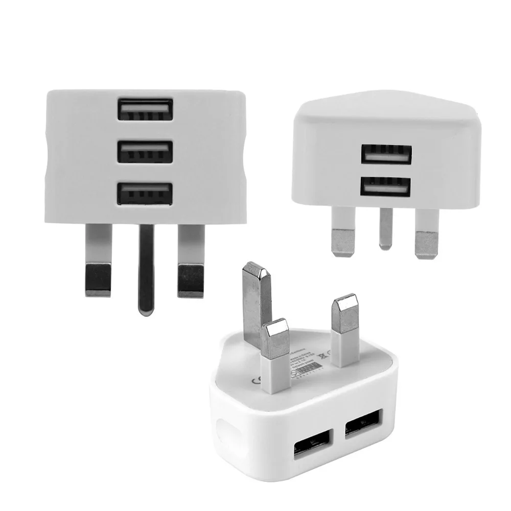 1/2/3 USB Ports USB Charger Universal 3 Pin Portable Charger 5V 3.1A 2A 1A UK Plug Travel Plug Adapter for Mobile Phone Tablets