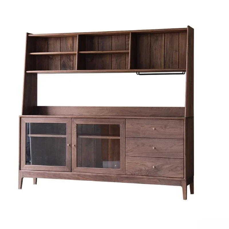 Simple large display cabinet combination upper and lower conjoined multi-functional tea cabinet all solid wood