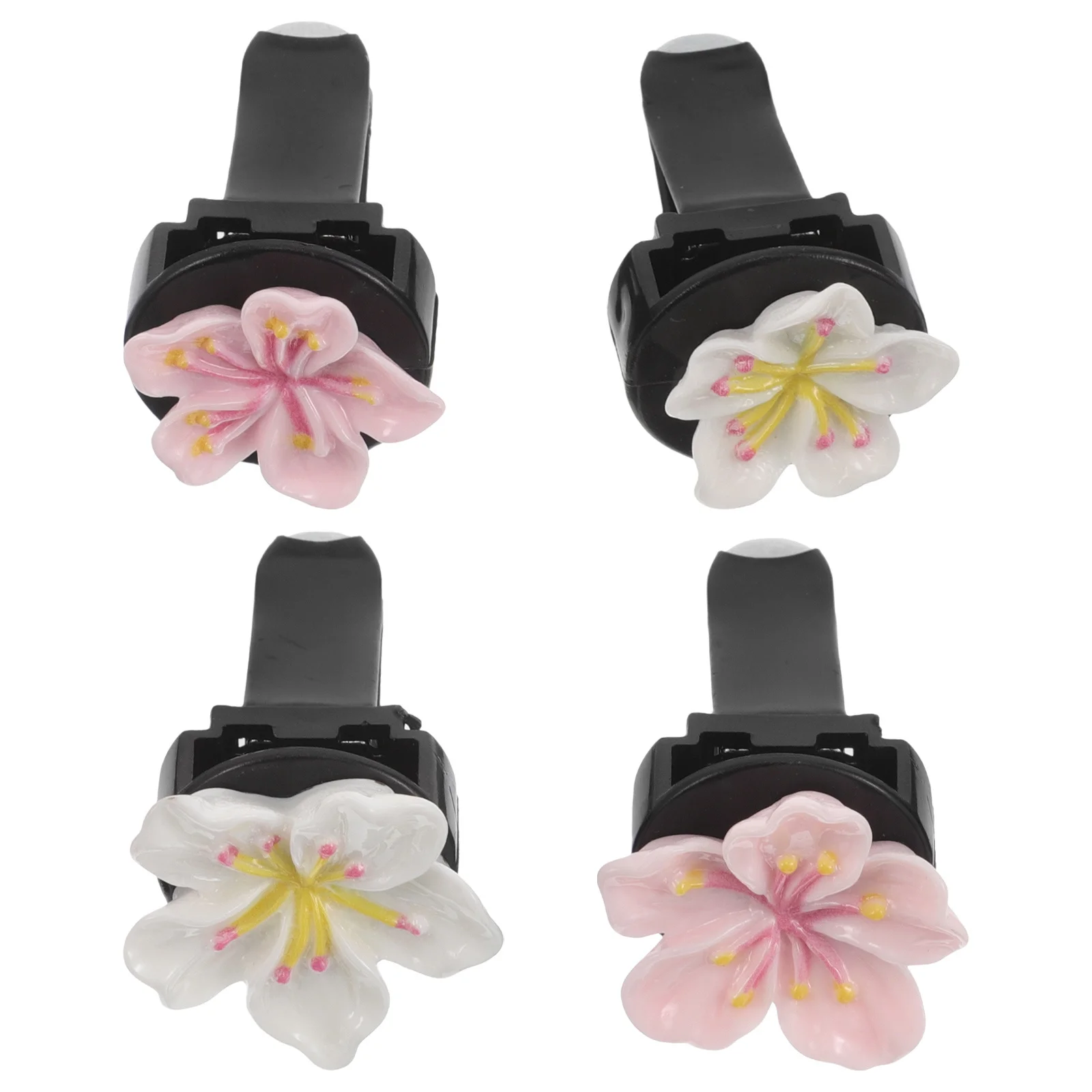 

4Pcs Car Air Conditioning Vent Clips 3D Peach Blossom Flower Perfume Clip Longlasting Scent Auto Interior Decoration