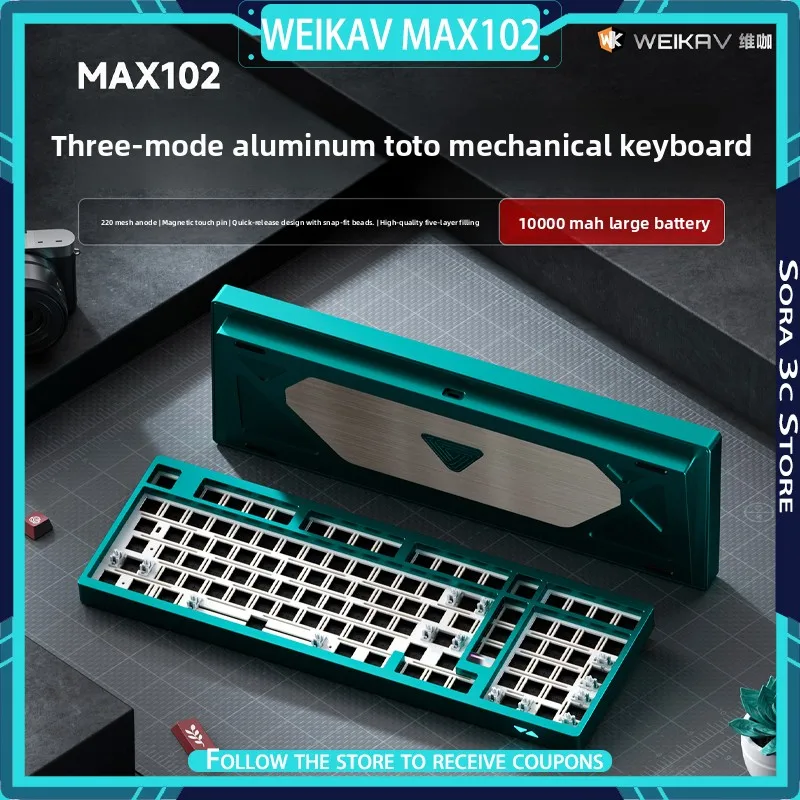 WEIKAV MAX102 Mechanical Keyboard Kit Aluminum Alloy Wireless 8PIN Magnetic Touch Needle Customized Gaming Keyboard Accessories