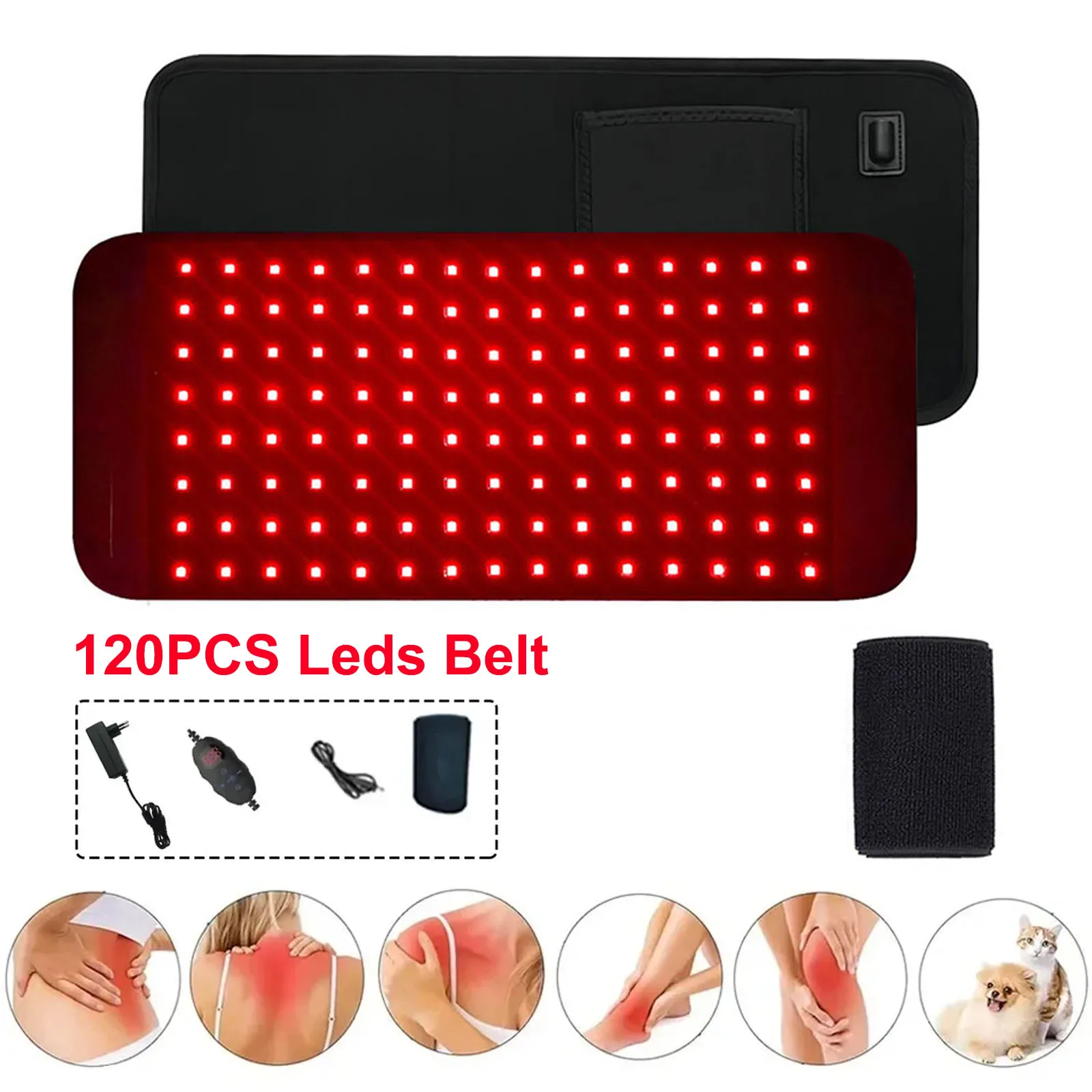 Ceinture de lumière rouge à 120 led, 660nm et 850nm, coussin de thérapie par la lumière infrarouge pour la Fatigue corporelle, thérapie profonde pour le dos, les genoux, les mains et les pieds,