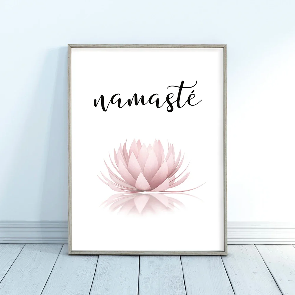 Namaste Lotus Print Zen Yoga Wall Art Canvas Painting Picture Inhale Exhale Modern Minimalist Poster Wall Decoration Home Room