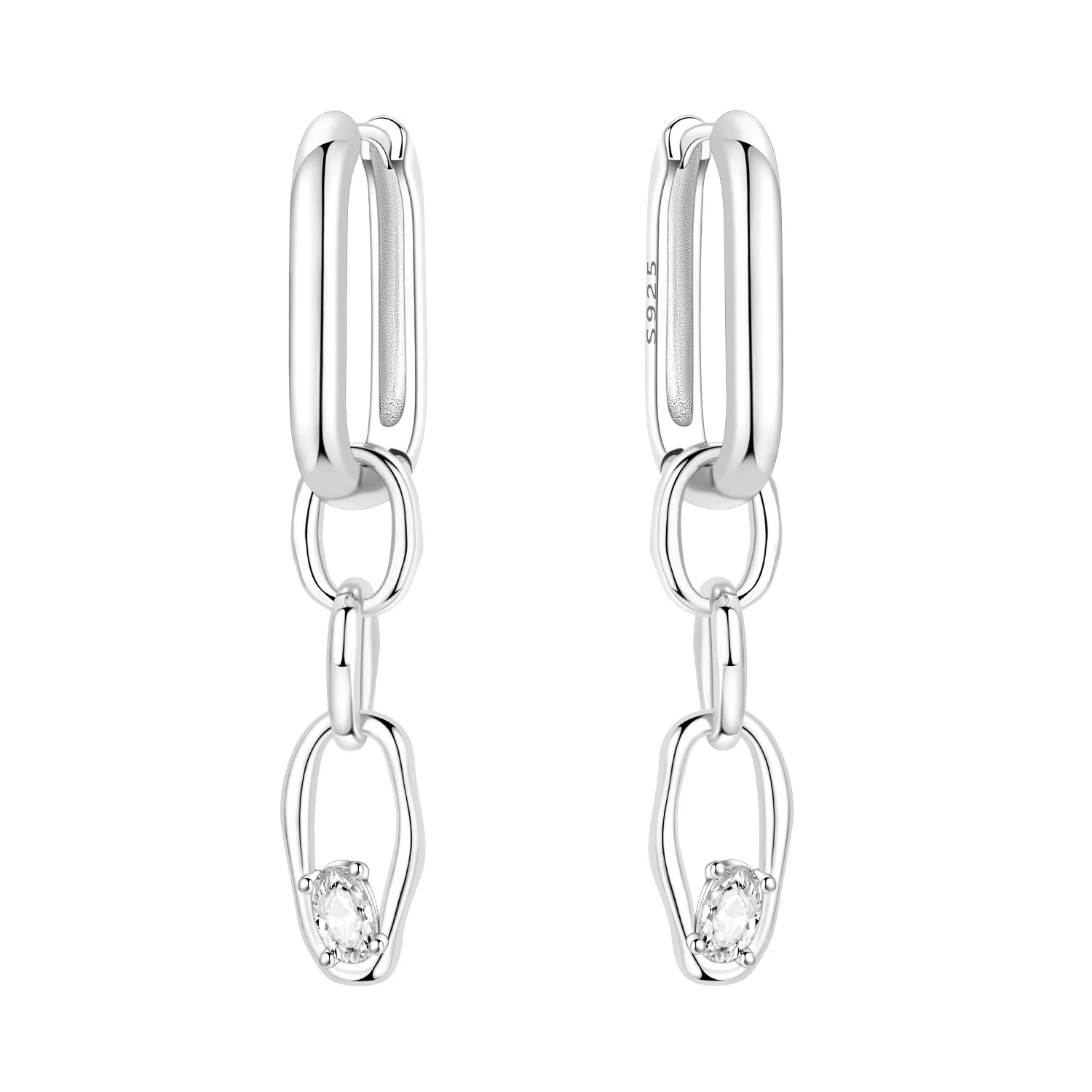 PANPOKI 925 Sterling Silver Detachable Chain Earrings Jewelry Hoop Earrings Women Jewelry Party Trendy Festival Gifts