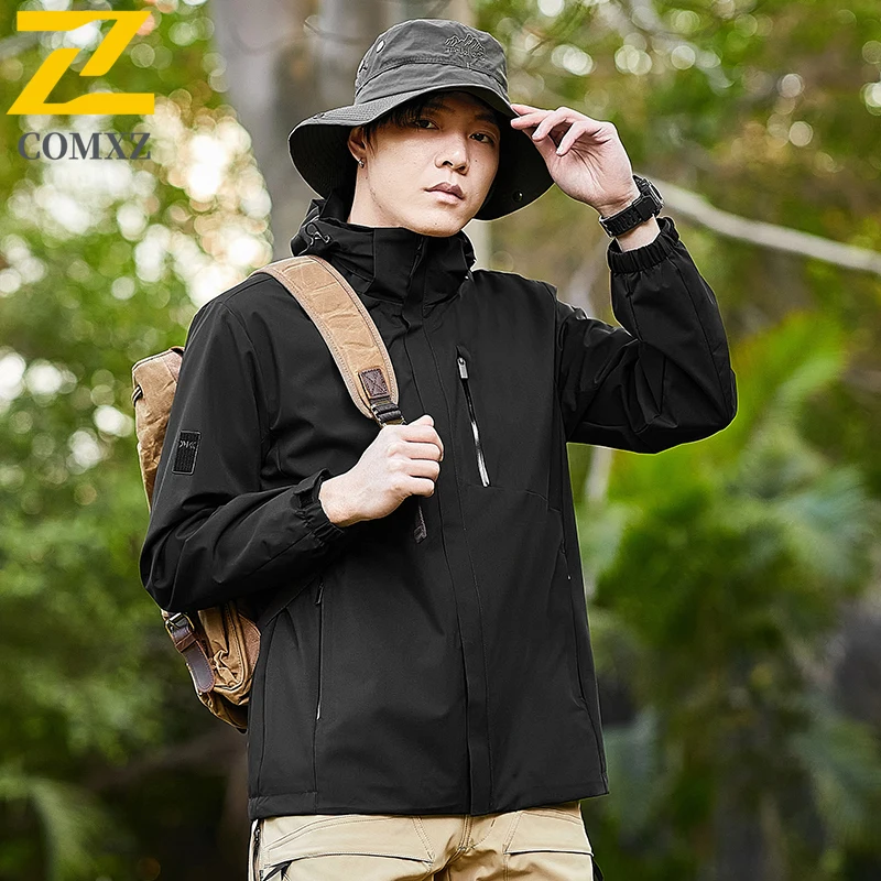 

Men Jacket Windproof Outdoor Hiking Climbing Autumn Rainproof coat Breathable Lightweight Travel Camping Hooded Sports Coat