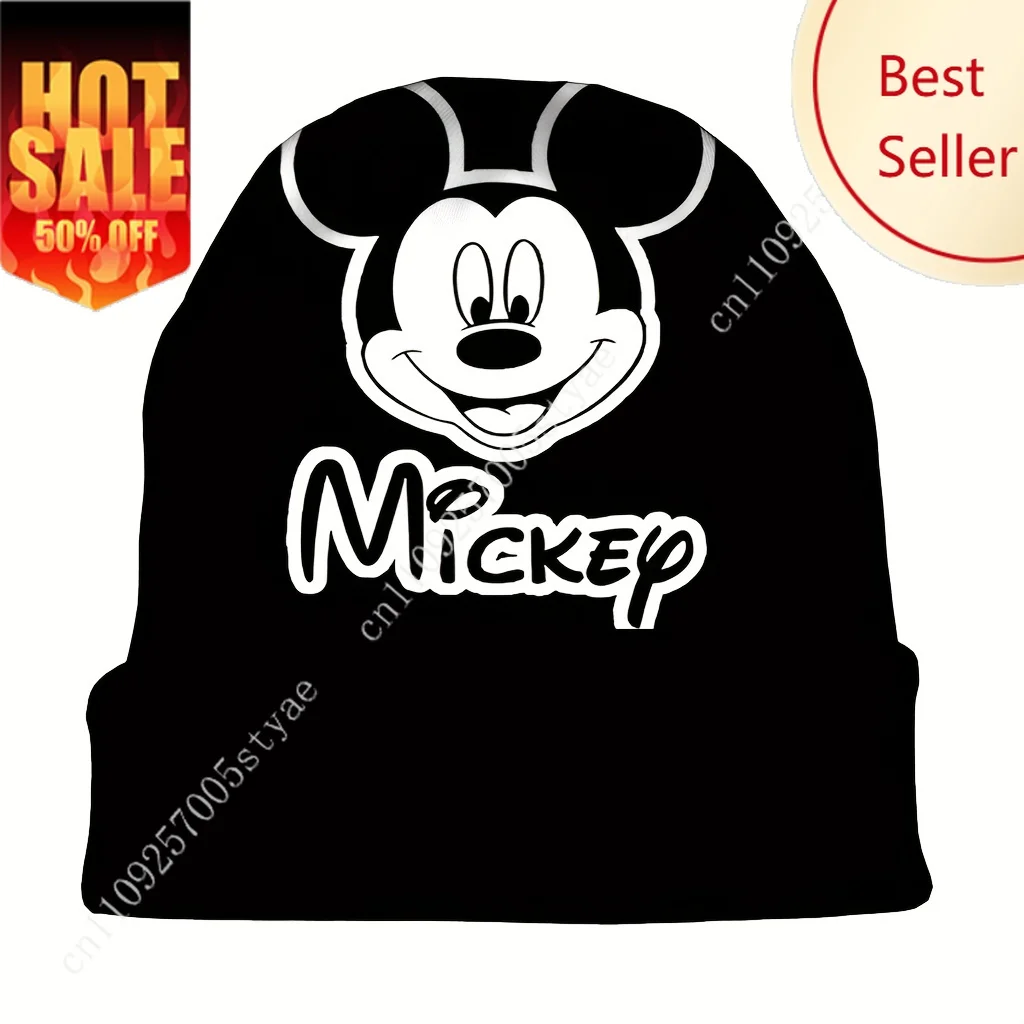 

Disney Mickey Mouse Beanie Cap Boy Girl Adjustable Rolled Brim Hat Warm Caps Children Soft Skull Hats for Teen Spring
