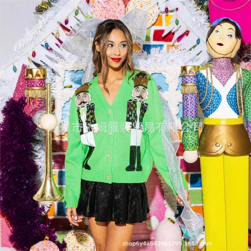 سترة صوفية متماسكة من الترتر للنساء كاجوال للعطلات وحفلات الكريسماس هدية مريحة للعائلة للسيدات المراهقات