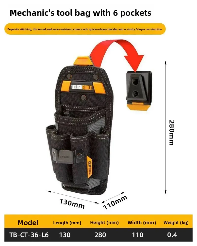TOUGHBUILT Professionele gereedschapsriem voor elektricien en technicus, volledige serie duurzame zakjes, werkriem met zakken