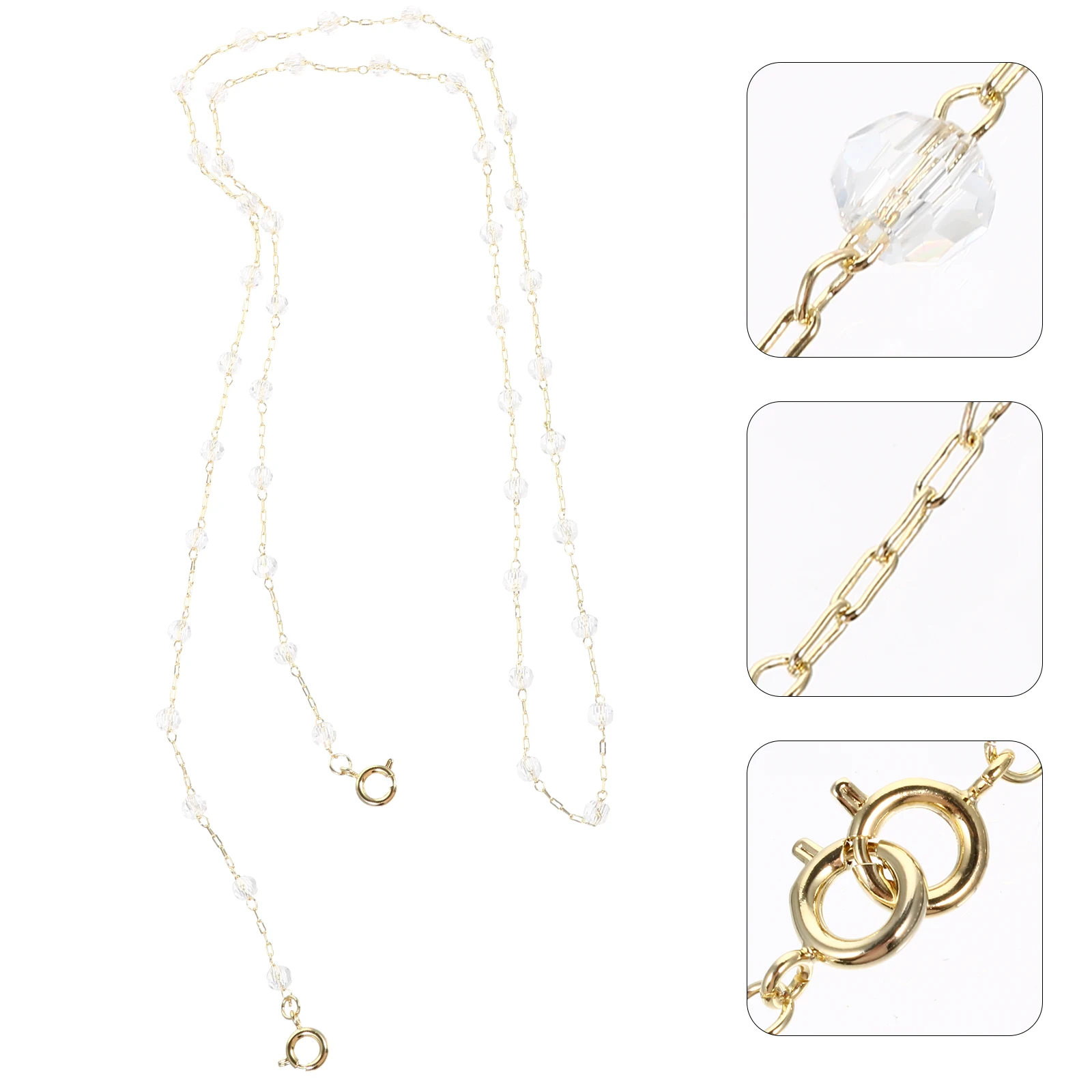 

Crystal Beaded Necklace Mask Chain Hat Lanyard Glasses Strap Durable Plastic Cover Matches Clothes Styles Long Term Use