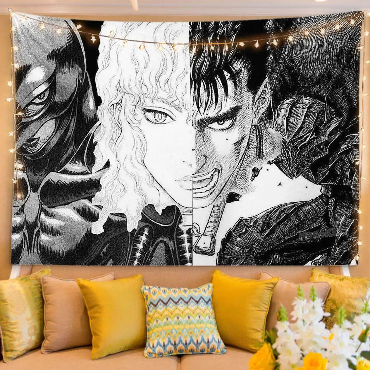 Tapisserie murale Berserk Anime, décoration murale artistique Manga pour chambre à coucher, dortoir, salon, décoration de la maison