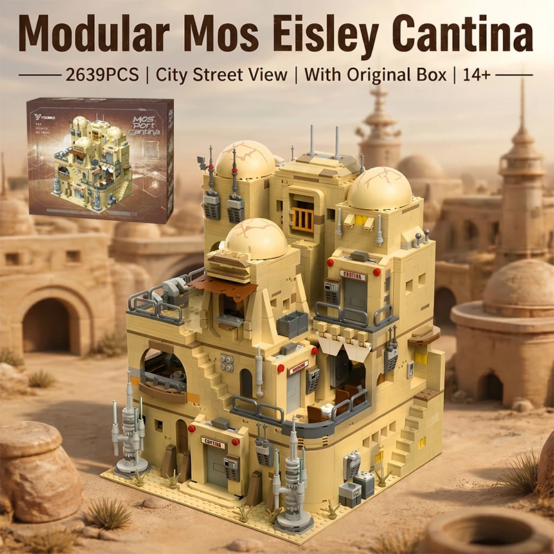 2639PCS Space Military Desert Tavern Modular Building Blocks Set Mos Cantina Model Bricks DIY Assembly Toys for Adults Gift