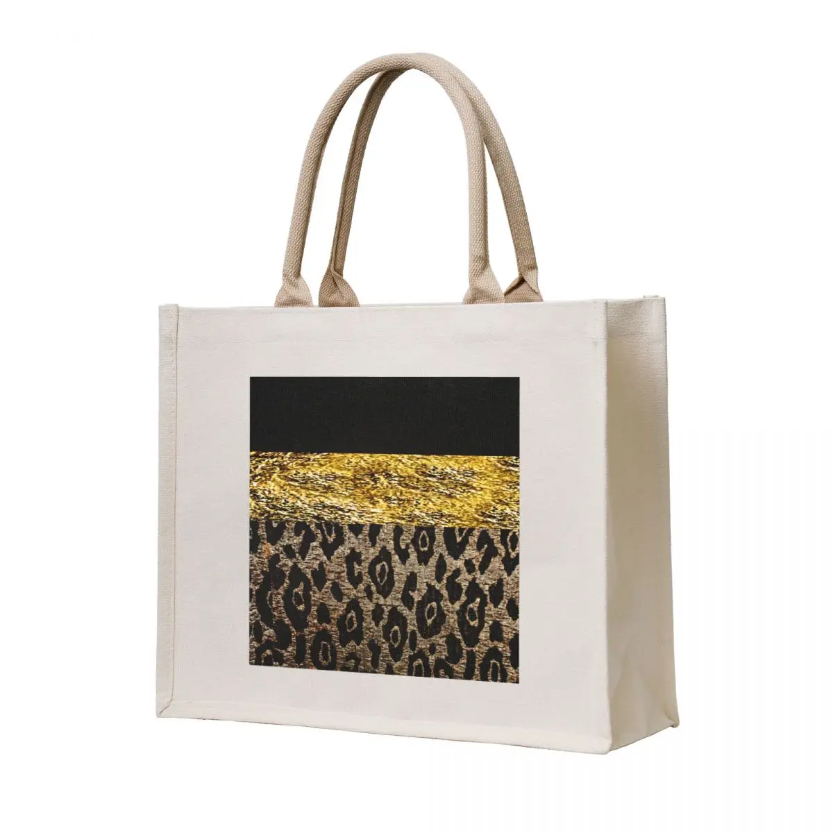 

Animal Print Black and Gold and Brown Cheetah and Leopard Tote Bag Shopper handbag large size bags eco pack