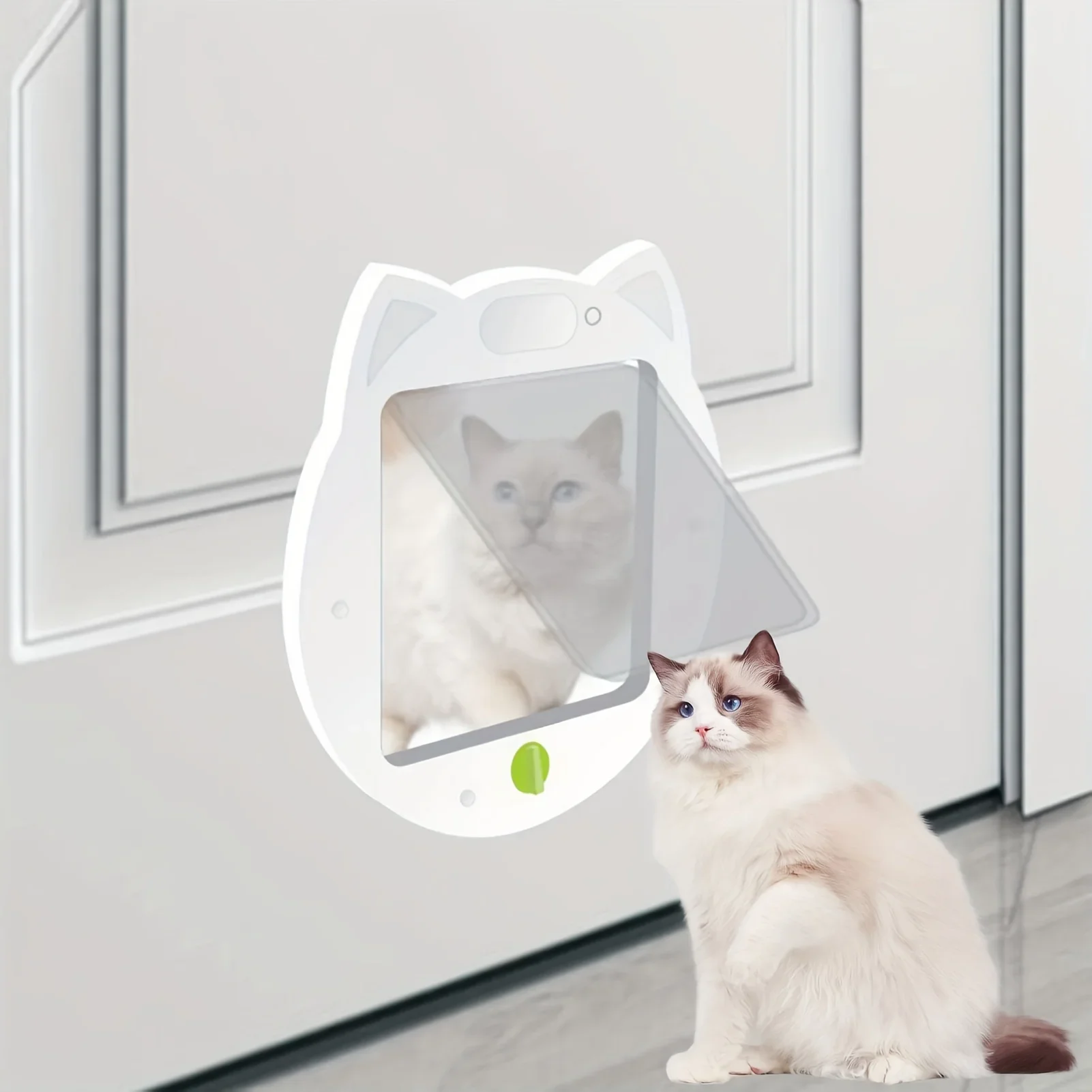 1PC Pet Cat Door with 4-Way Lock - ABS , Silent & Waterproof Cat Flap for Large Cats, Small Dogs & Animals, Dual-Direction Entry