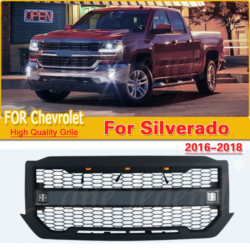 

Modified Grill Mask Grid Radiator Grille Front Bumper Net Light Assembly Auto Accessories For Chevrolet Silverado 2016-2018